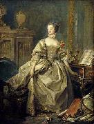 Francois Boucher Madame de Pompadour, la main sur le clavier du clavecin oil painting artist